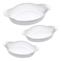 Conjunto Assadeiras Travessas Branca Opaline Oval 3 Peças